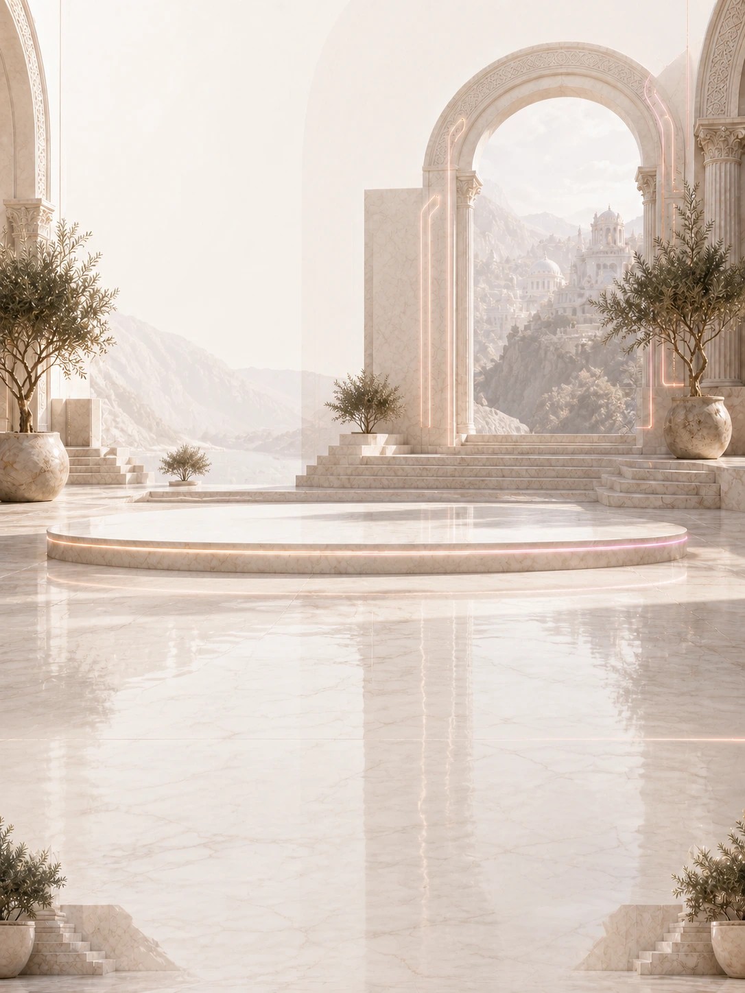 Architectural fountain plaza for the CloudNSite custom AI build approach and Discovery Sprint.