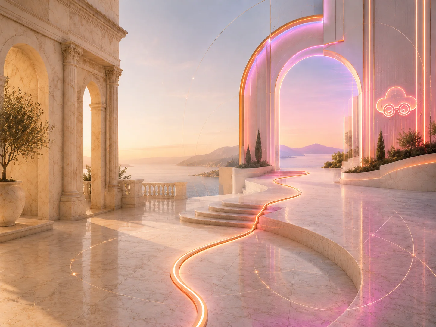 Open corridor with light wells for CloudNSite engineering and AI automation careers.